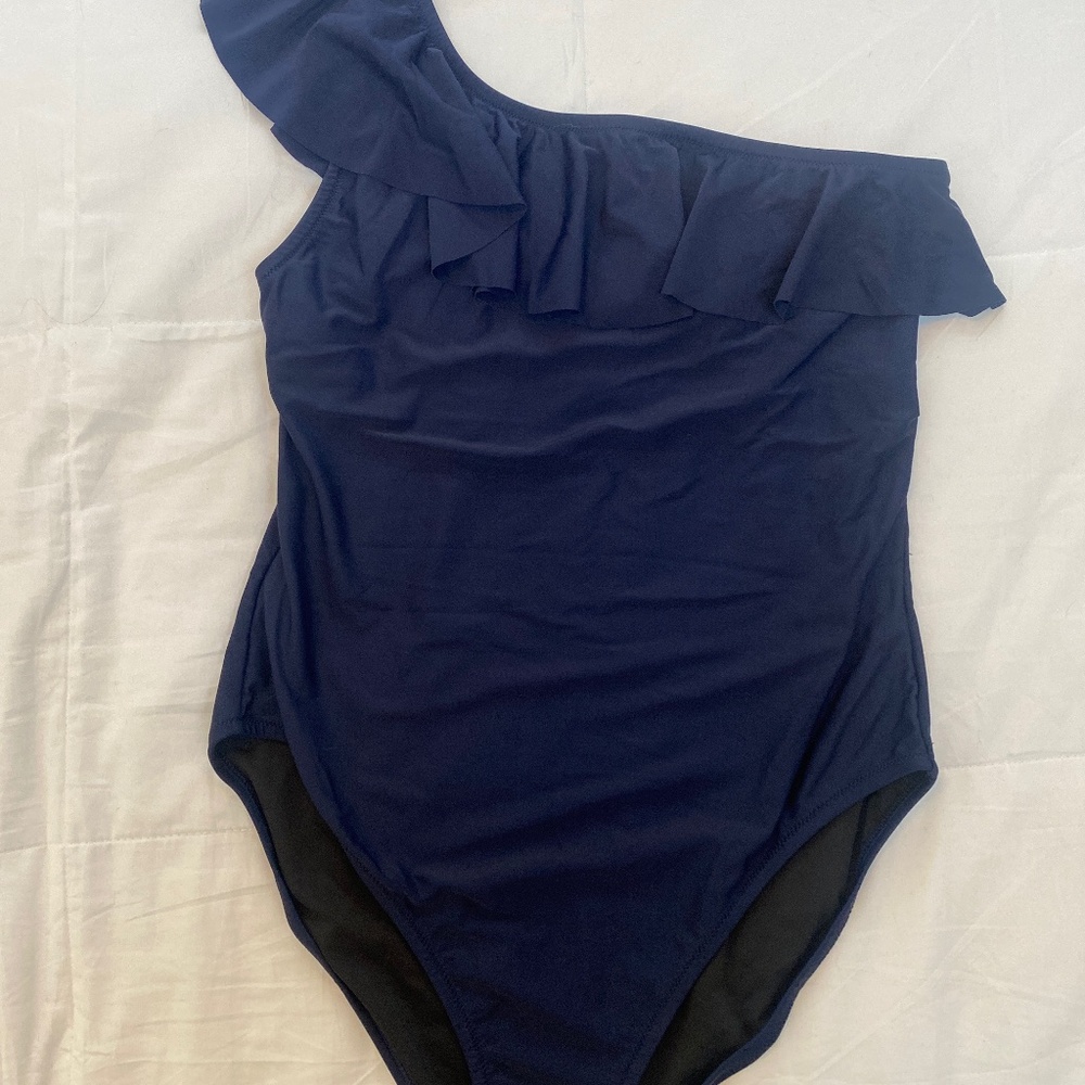 J Crew one shoulder ruffle swimsuit
